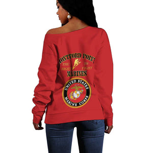 Montford Point Marines Off Shoulder Sweater African American Heroes Red - African Pride
