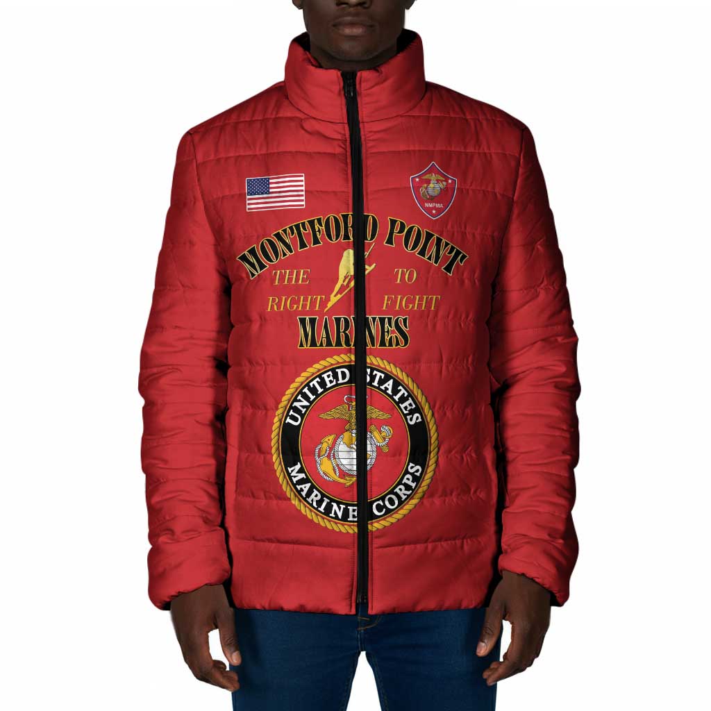 African American Marine Corps Legacy Padded Jacket Montford Point Heritage Red