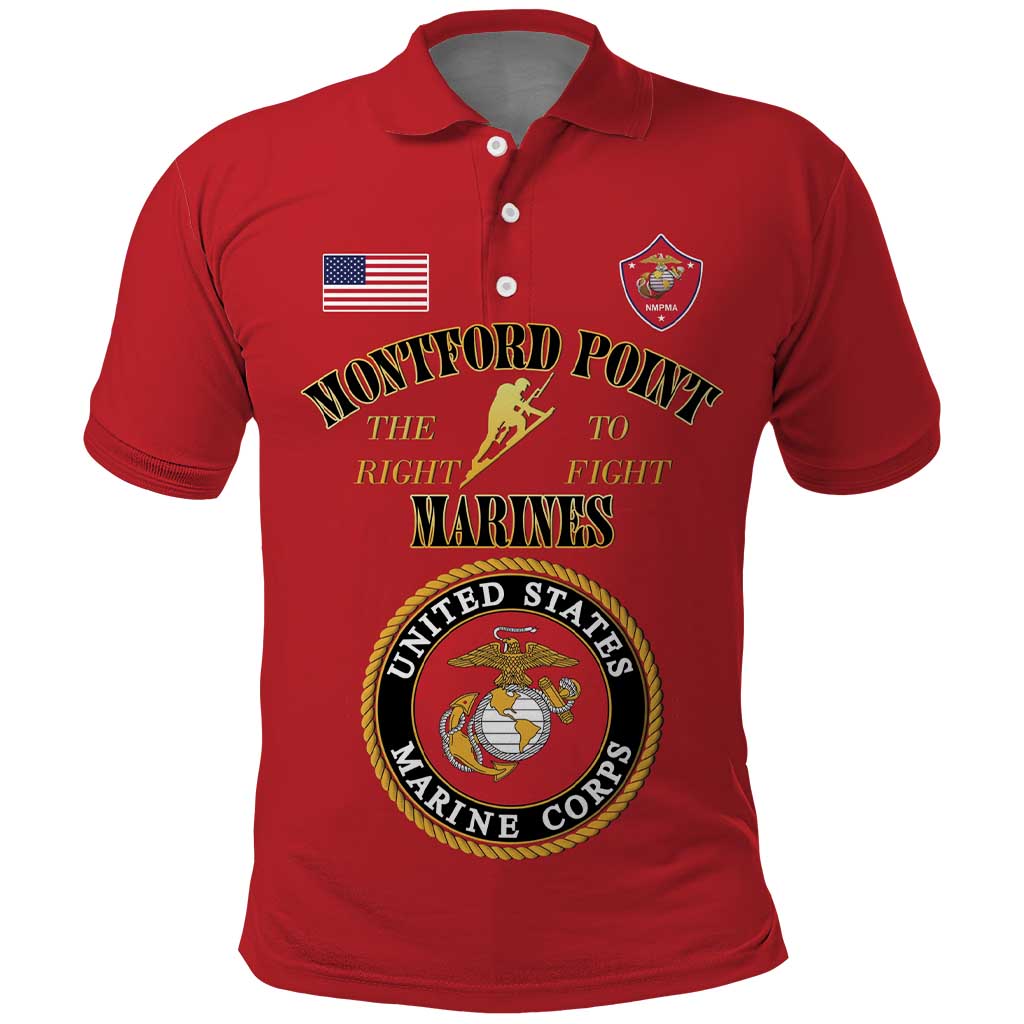 Montford Point Marines Polo Shirt African American Heroes Red - African Pride