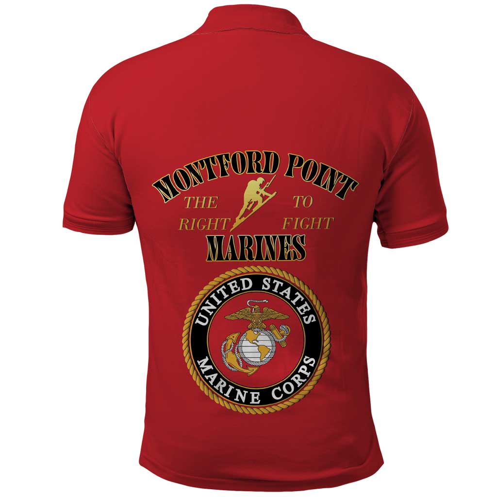 Montford Point Marines Polo Shirt African American Heroes Red - African Pride