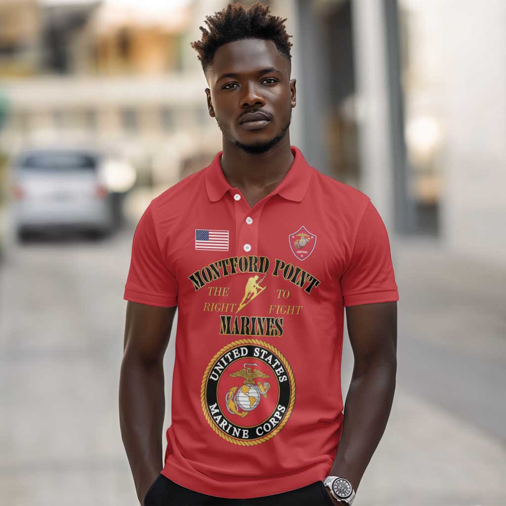 Montford Point Marines Polo Shirt African American Heroes Red - African Pride