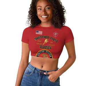 Montford Point Marines Raglan Cropped T shirt African American Heroes Red - African Pride