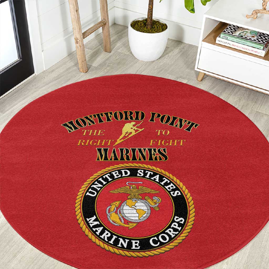 Montford Point Marines Round Carpet African American Heroes Red - African Pride