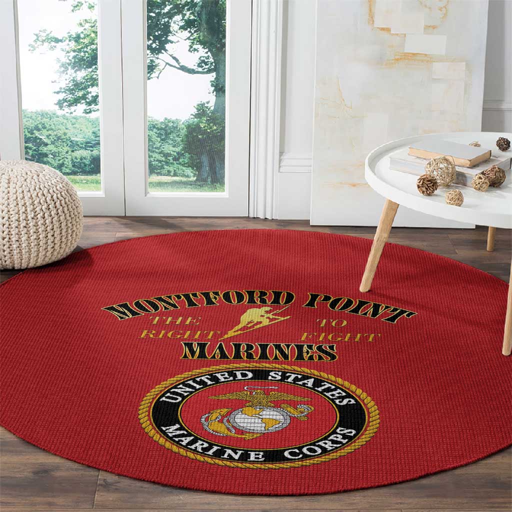 Montford Point Marines Round Carpet African American Heroes Red - African Pride