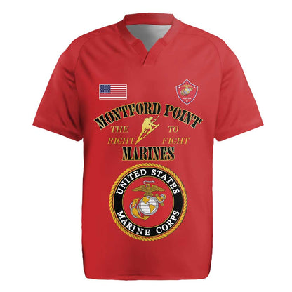 Montford Point Marines Rugby Jersey African American Heroes Red - African Pride