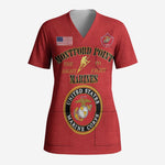 Montford Point Marines Scrub Top African American Heroes Red - African Pride