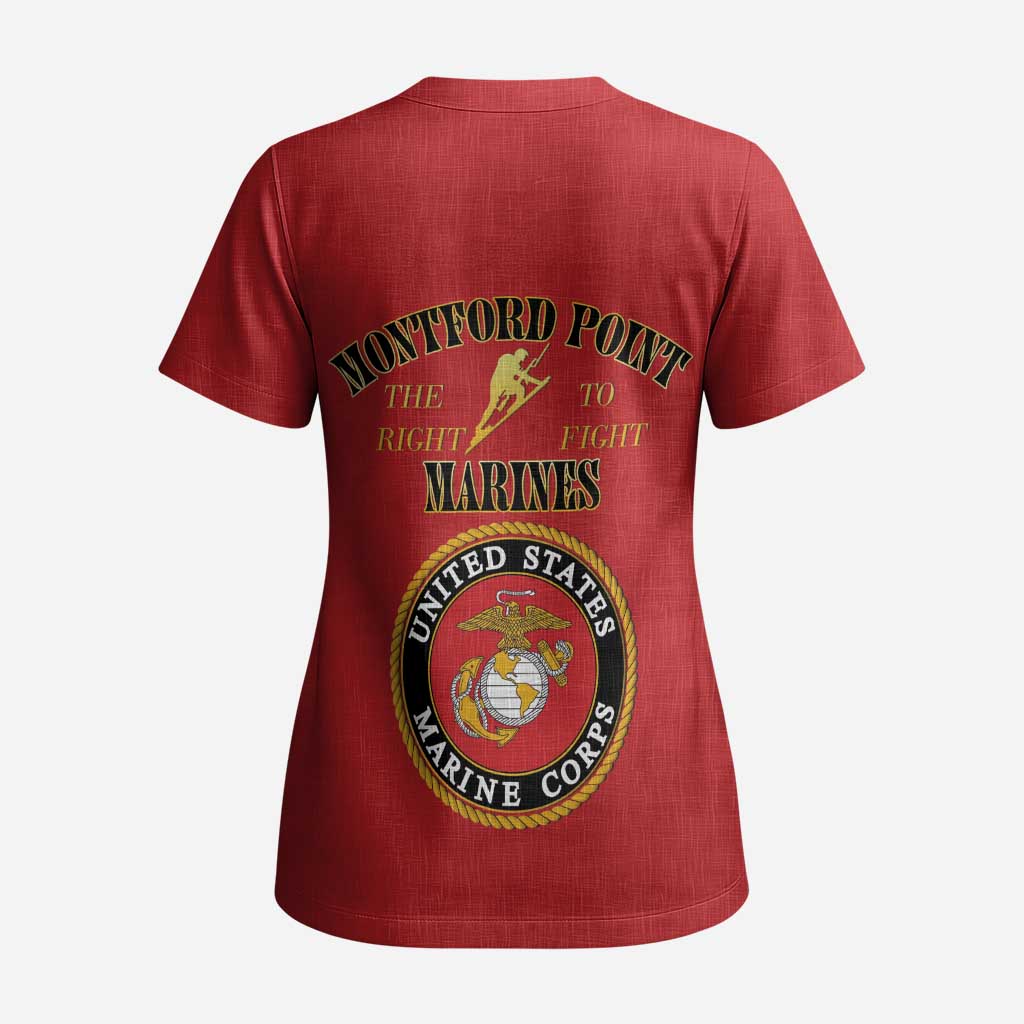 Montford Point Marines Scrub Top African American Heroes Red - African Pride