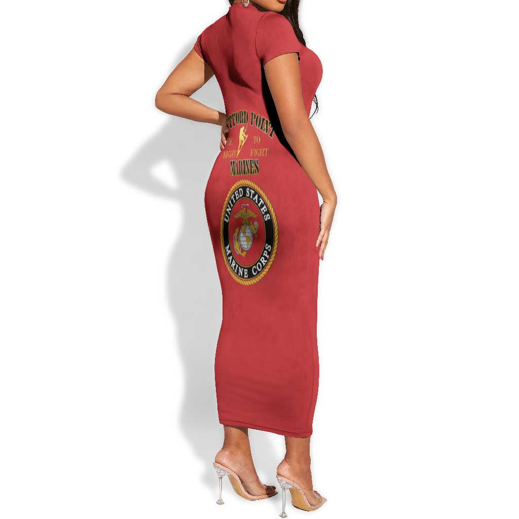 Montford Point Marines Short Sleeve Bodycon Dress African American Heroes Red - African Pride