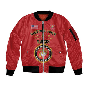 Montford Point Marines Sleeve Zip Bomber Jacket African American Heroes Red - African Pride