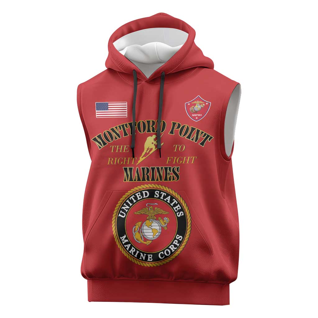Montford Point Marines Sleeveless Hoodie African American Heroes Red - African Pride