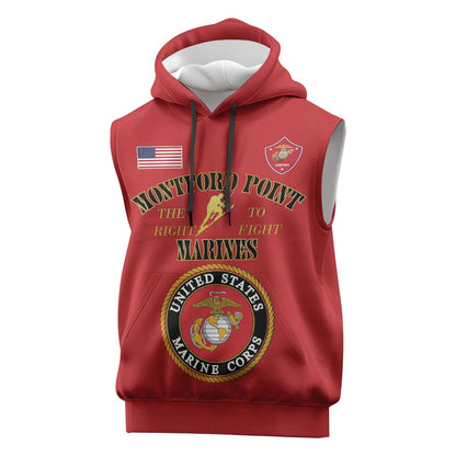 Montford Point Marines Sleeveless Hoodie African American Heroes Red - African Pride