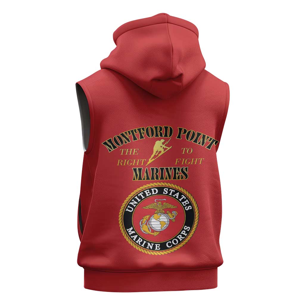Montford Point Marines Sleeveless Hoodie African American Heroes Red - African Pride