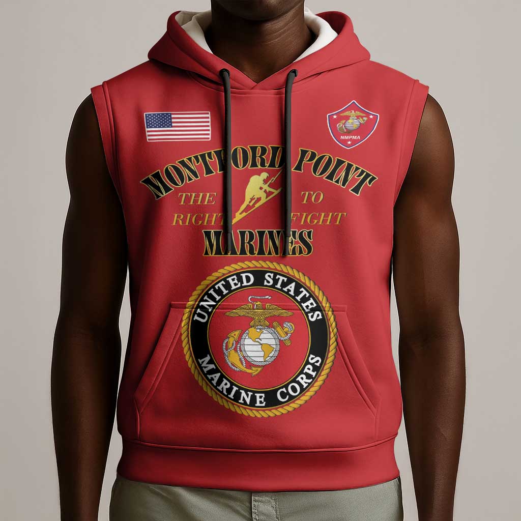 Montford Point Marines Sleeveless Hoodie African American Heroes Red - African Pride