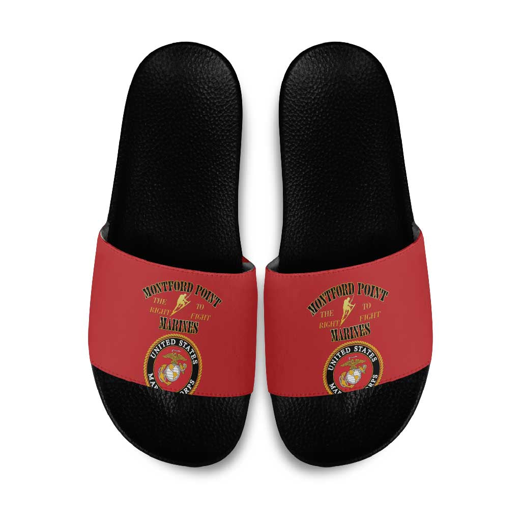 African American Marine Corps Legacy Slide Sandals Montford Point Heritage Red