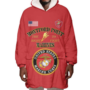 Montford Point Marines Wearable Blanket Hoodie African American Heroes Red - African Pride