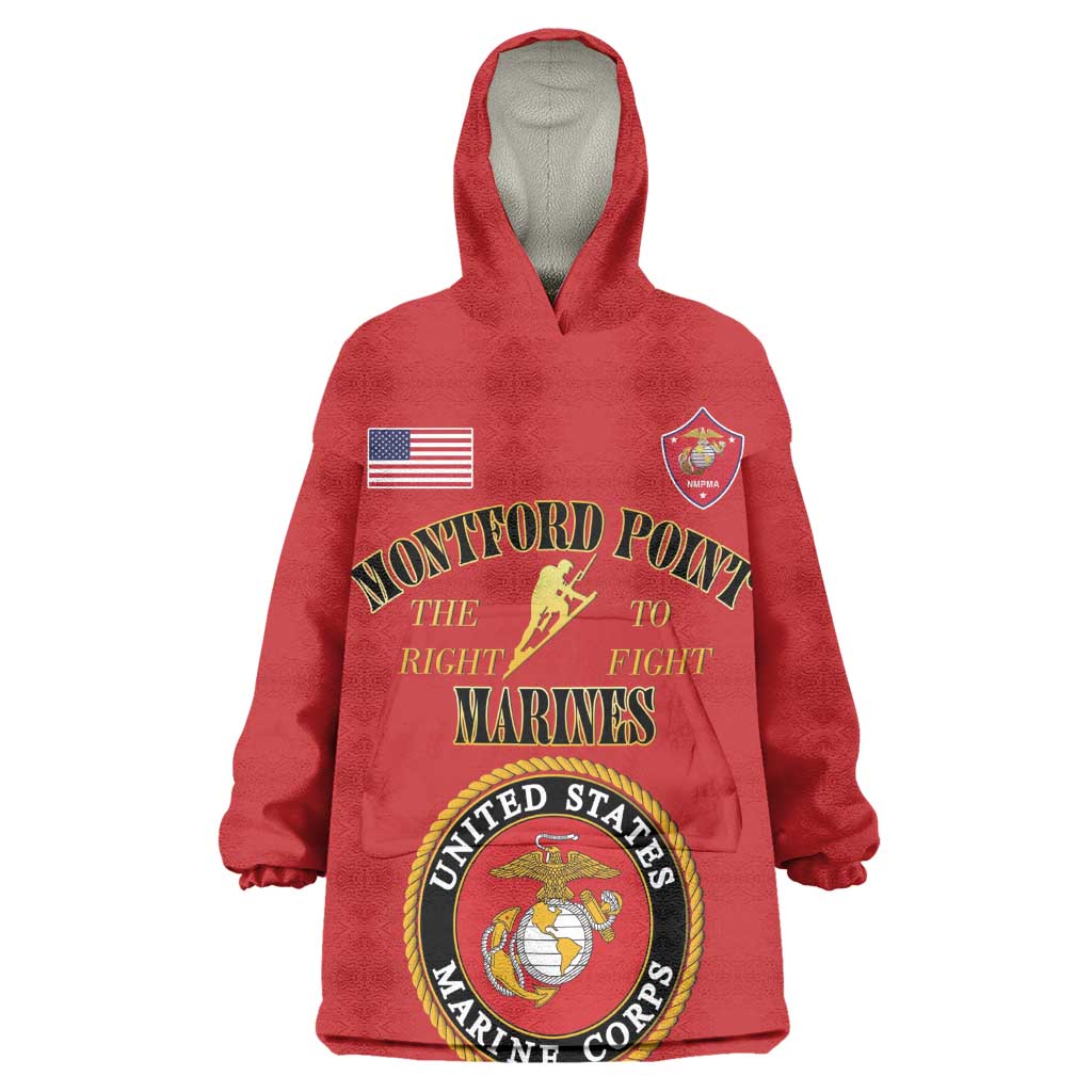 Montford Point Marines Wearable Blanket Hoodie African American Heroes Red - African Pride