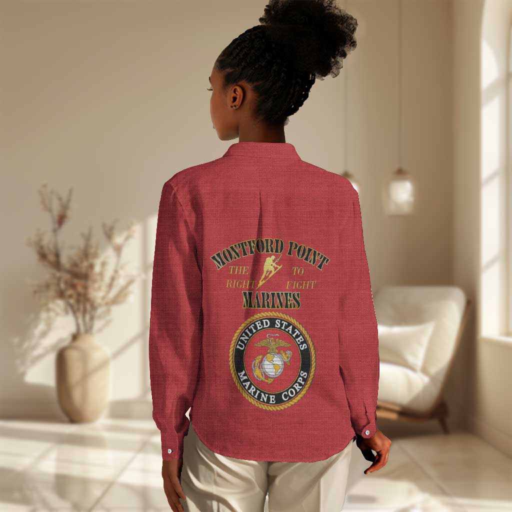 Montford Point Marines Women Casual Shirt African American Heroes Red - African Pride