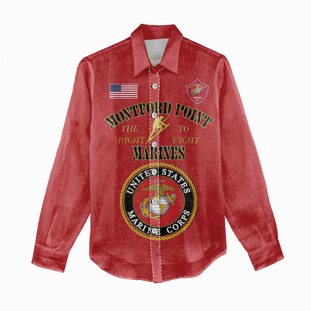 Montford Point Marines Women Casual Shirt African American Heroes Red - African Pride