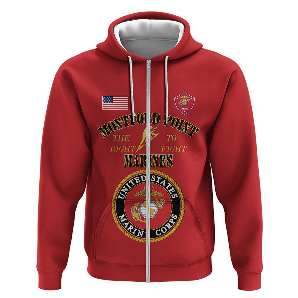 Montford Point Marines Zip Hoodie African American Heroes Red - African Pride
