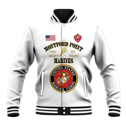 Montford Point Marines Baseball Jacket African American Heroes White - African Pride