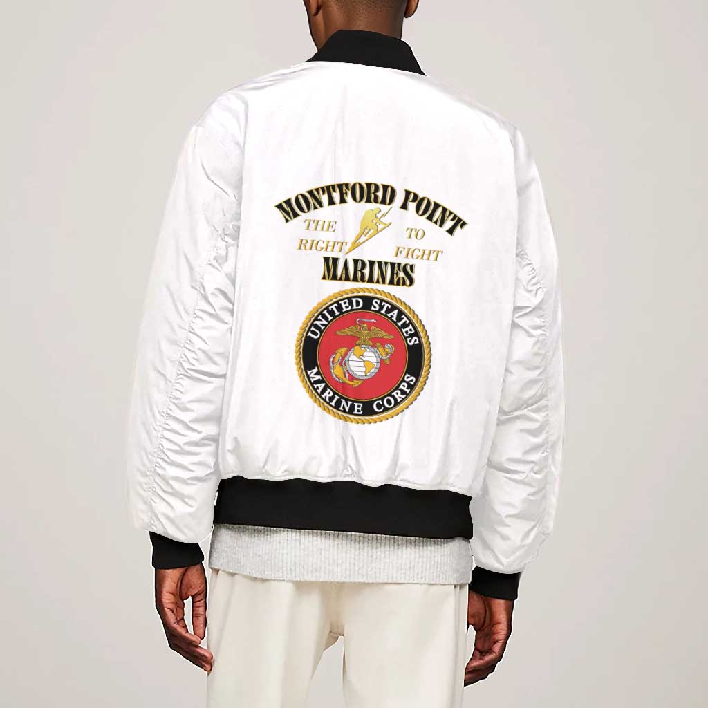 Montford Point Marines Bomber Jacket African American Heroes White - African Pride