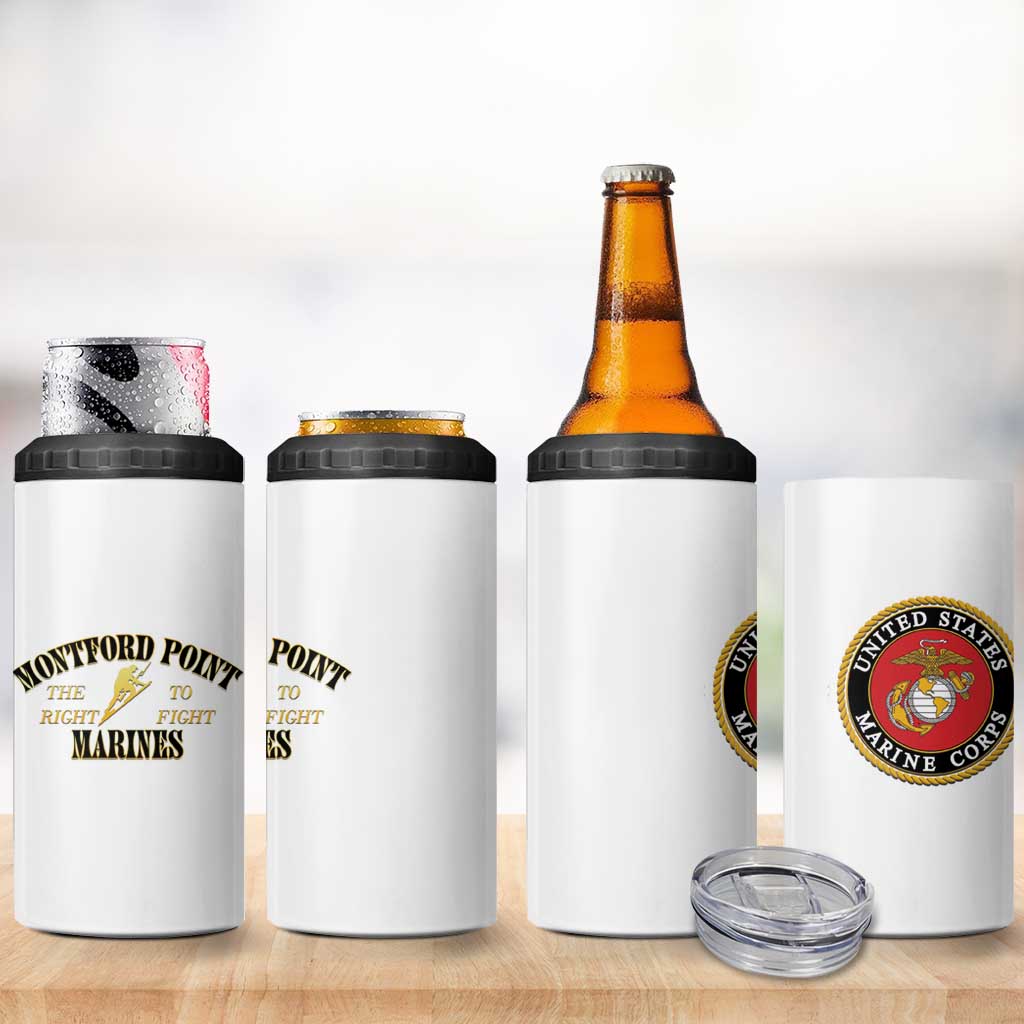 Montford Point Marines 4 in 1 Can Cooler Tumbler African American Heroes White - African Pride