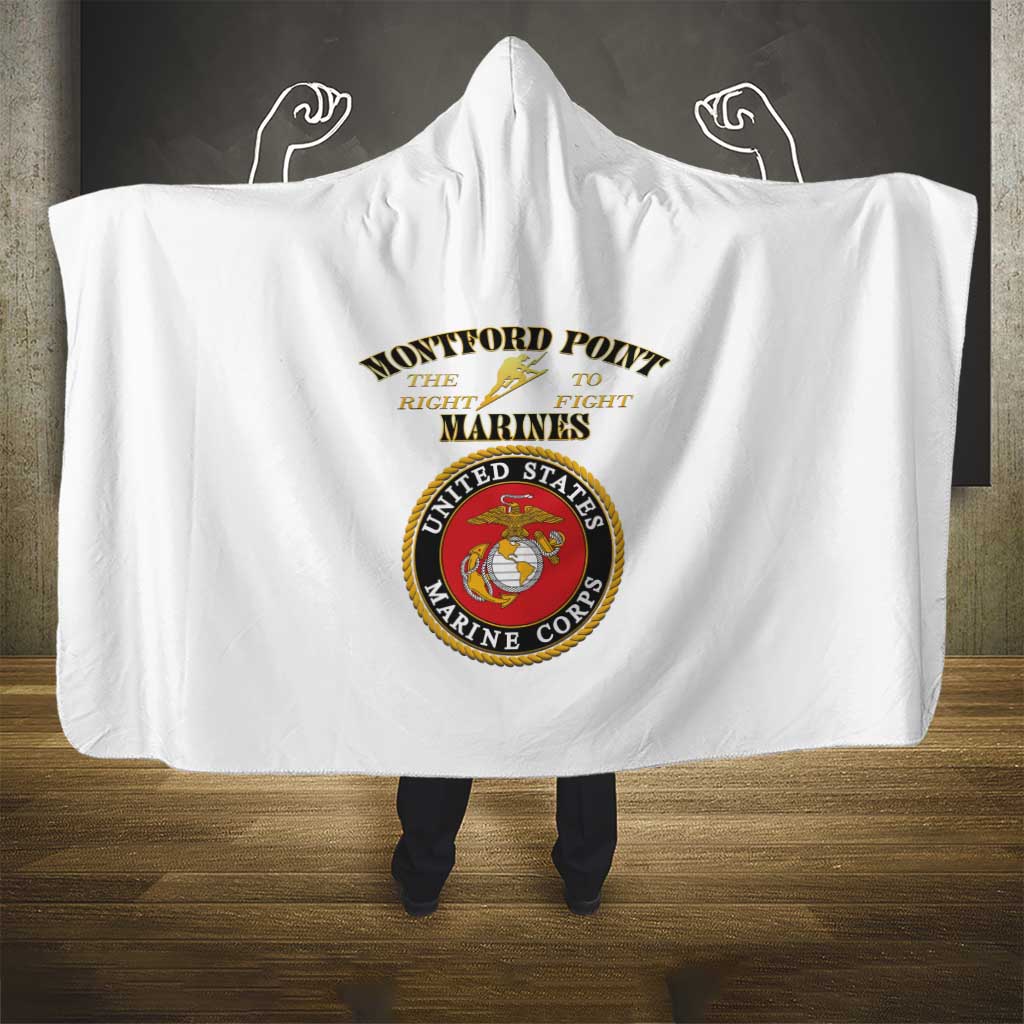 Montford Point Marines Hooded Blanket African American Heroes White - African Pride