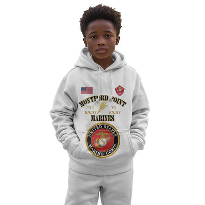 Montford Point Marines Kid Hoodie African American Heroes White - African Pride