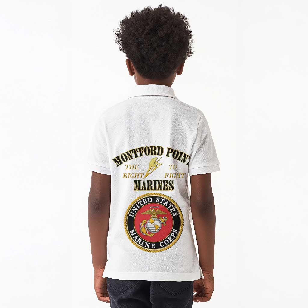 Montford Point Marines Kid Polo Shirt African American Heroes White - African Pride