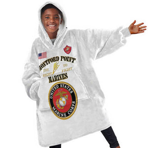 Montford Point Marines Kid Wearable Blanket Hoodie African American Heroes White - African Pride