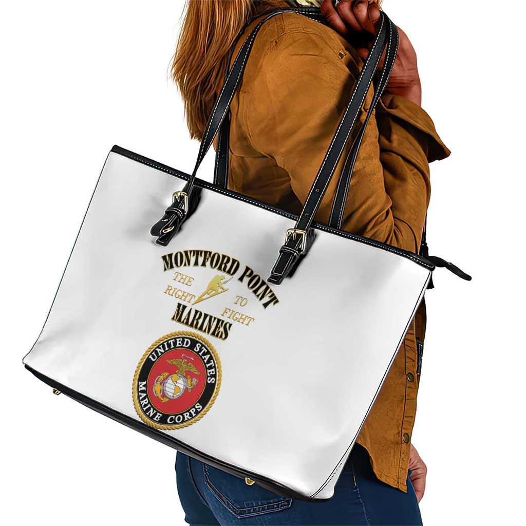 Montford Point Marines Leather Tote Bag African American Heroes White - African Pride