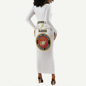 Montford Point Marines Long Sleeve Bodycon Dress African American Heroes White - African Pride