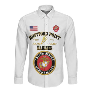 Montford Point Marines Long Sleeve Button Shirt African American Heroes White - African Pride