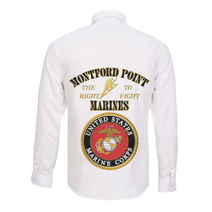 Montford Point Marines Long Sleeve Button Shirt African American Heroes White - African Pride