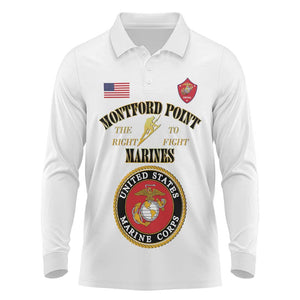 Montford Point Marines Long Sleeve Polo Shirt African American Heroes White - African Pride