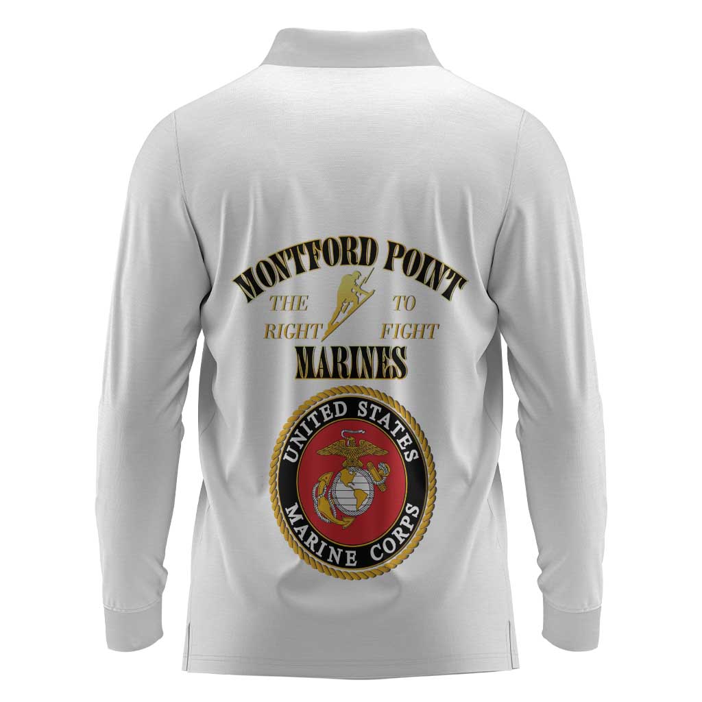 Montford Point Marines Long Sleeve Polo Shirt African American Heroes White - African Pride