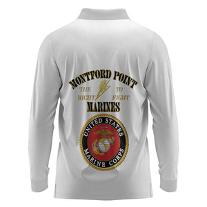 Montford Point Marines Long Sleeve Polo Shirt African American Heroes White - African Pride