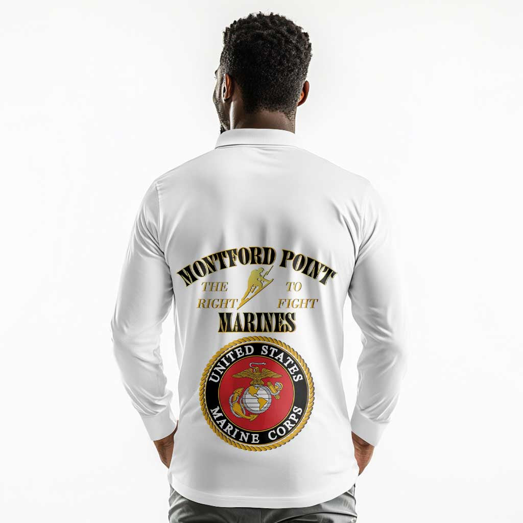 Montford Point Marines Long Sleeve Polo Shirt African American Heroes White - African Pride