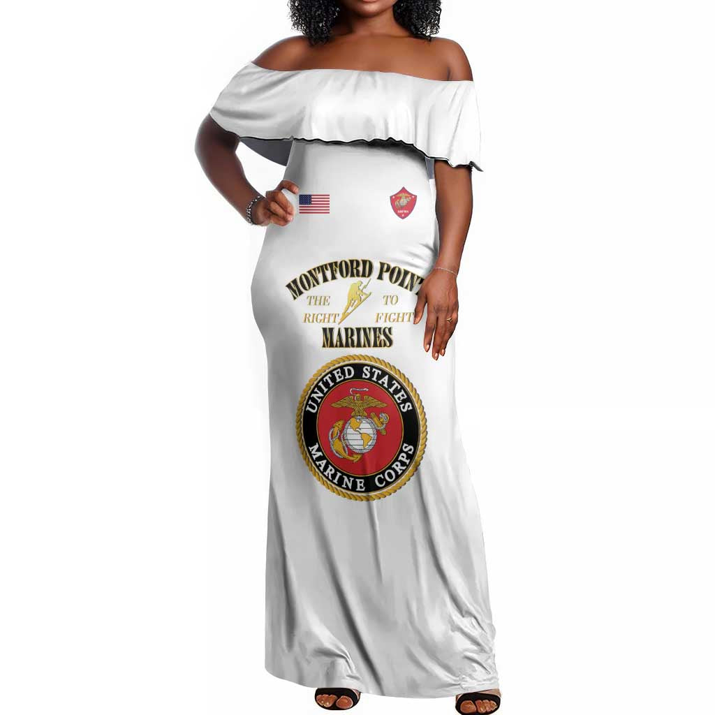 Montford Point Marines Off Shoulder Maxi Dress African American Heroes White - African Pride