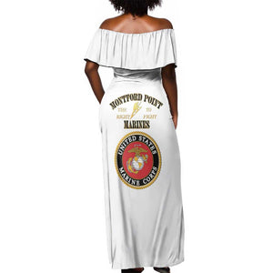 Montford Point Marines Off Shoulder Maxi Dress African American Heroes White - African Pride