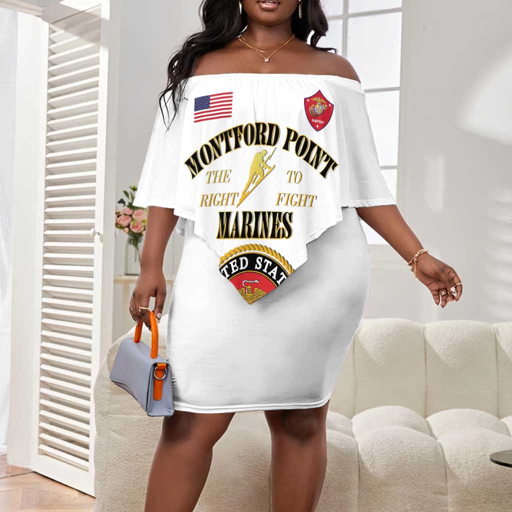 Montford Point Marines Off Shoulder Short Dress African American Heroes White - African Pride
