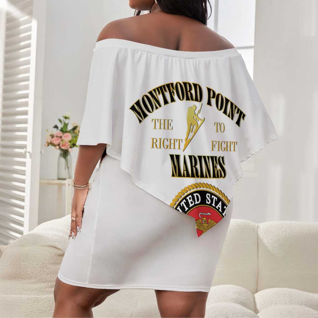 Montford Point Marines Off Shoulder Short Dress African American Heroes White - African Pride