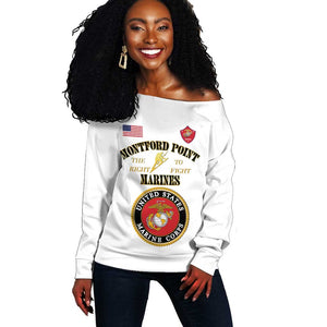Montford Point Marines Off Shoulder Sweater African American Heroes White - African Pride