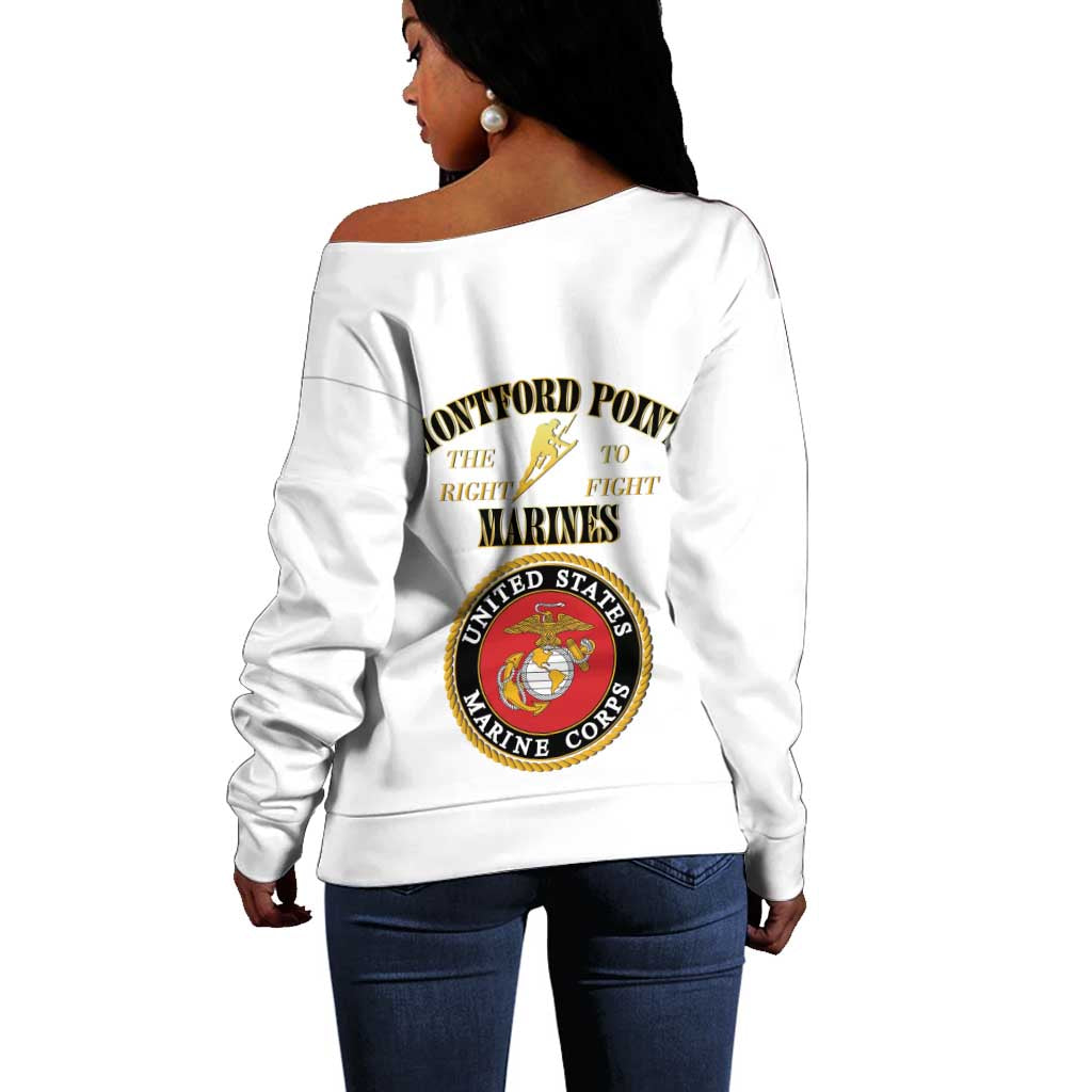 Montford Point Marines Off Shoulder Sweater African American Heroes White - African Pride