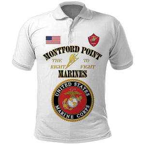 Montford Point Marines Polo Shirt African American Heroes White - African Pride