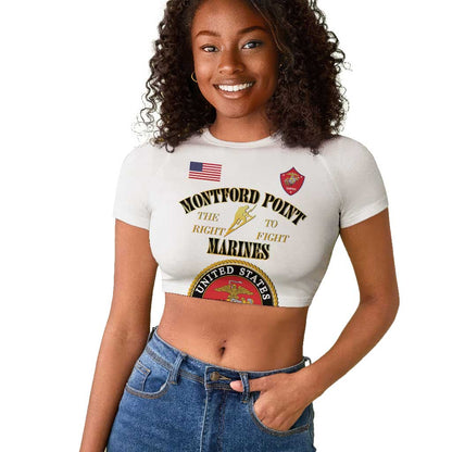 Montford Point Marines Raglan Cropped T shirt African American Heroes White - African Pride