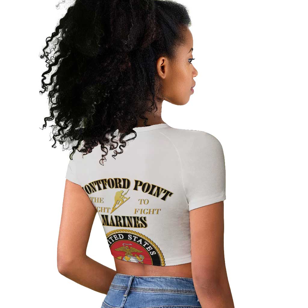Montford Point Marines Raglan Cropped T shirt African American Heroes White - African Pride