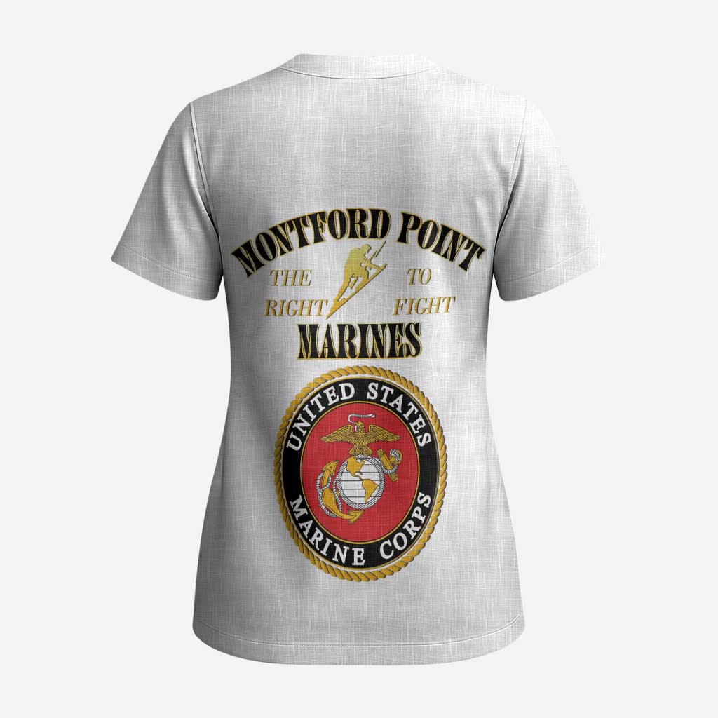 Montford Point Marines Scrub Top African American Heroes White - African Pride