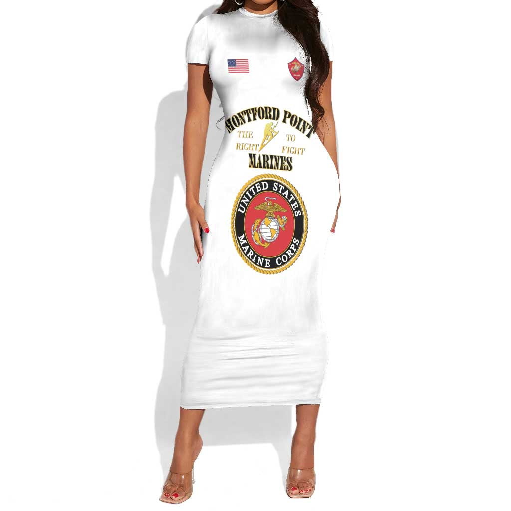 Montford Point Marines Short Sleeve Bodycon Dress African American Heroes White - African Pride