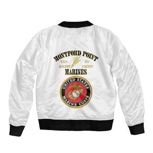 Montford Point Marines Sleeve Zip Bomber Jacket African American Heroes White - African Pride